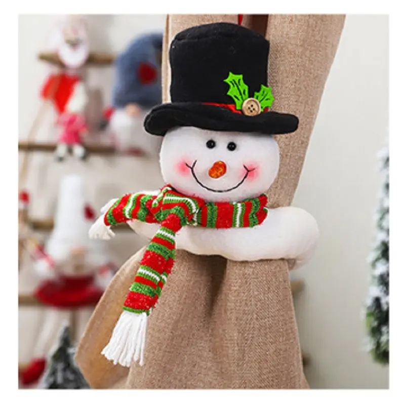 Classic Fabric Curtain Hanging Plush Christmas Santa Doll Decoration