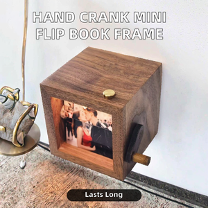 Custom <strong>Mini</strong> Wooden Flip Book <strong>Frame</strong> with Light Photo Album Hand Crank Personalized Gift Die Cutting Printing for Women and Men - Product Image 2
