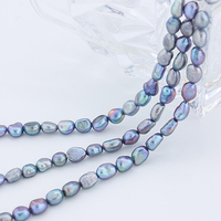Perle prix de gros 5-6mm baroque bleu naturel chaîne de perles d'eau douce pour la fabrication de bijoux