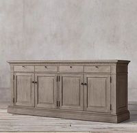Armoire de salle à manger en bois massif de chêne et acier inoxydable, hauteur réglable, design moderne, style français vintage, 4 tiroirs, meubles pour la maison