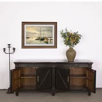 Meilleure table console en bois massif noir vintage de style chinois personnalisée pour salon avec 4 portes