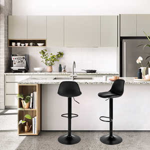 Modern Adjustable Height <b>Bar</b> <b>Stool</b> with PU Leather Seat and Iron Base <b>Swivel</b> Design for Home <b>Bar</b> and Commercial Use - Product Image 1