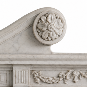 Chimenea Tradicional de Mármol con Tallado Ornamental, de Piedra Blanca, para Interiores, con Leña, para Comedor - Product Image 6