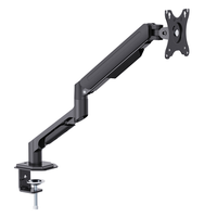 Support d'écran unique 32 pouces en alliage d'aluminium noir avec fonction de levage et de rotation, inclinaison de 45° et réglage en hauteur