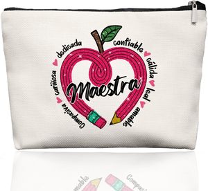 Trousse de maquillage rétro pour professeur de espagnol, cadeaux pour professeur(se), cadeaux d'appréciation pour professeur(se) - Product Image 1