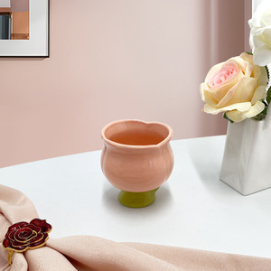 Tulip Shape Goblet Ice Cream Bowl Creative Flower <b>Ceramic</b> Goblet Candle <b>Cup</b> - Product Image 2