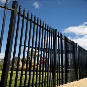Fence Australia Black Powder Coated Steel Fence For Sale 2100mm X 2400mm Panels