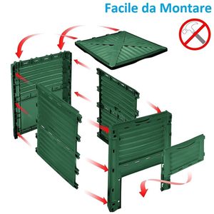 Compostador de Jardín de Plástico Verde de 300L, Contenedor de Compostaje Térmico, Resistente a la Intemperie, para Uso en Exteriores - Product Image 4