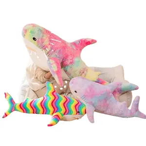 T298 야생 큰 회색 다채로운 핑크 상어 장난감 봉제 베개 어린이 선물을위한 박제 동물을 채우지 않고 새로운 색상 채우기