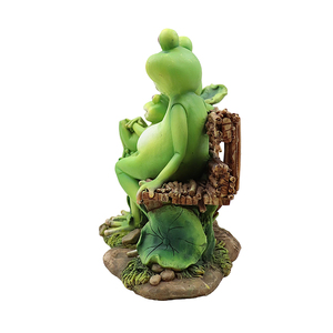 Statue de <span class=keywords><strong>Famille</strong></span> de Grenouilles en Résine sur Banc, Décoration de Jardin Résistante aux Intempéries pour Cour et Porche Chaleureux - Product Image 3