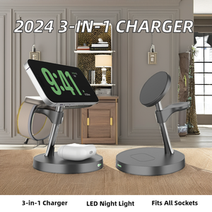 2025 Trending 3-en-1 Soporte de carga inalámbrico inteligente Personalizable LED Night Light Type-<span class=keywords><strong>C</strong></span> <span class=keywords><strong>Entrada</strong></span> <span class=keywords><strong>para</strong></span> <span class=keywords><strong>iPhone</strong></span> Precio al por mayor - Product Image 2