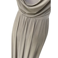 Robe de danse longue en maille drapée à col bénitier et dos nu, sans manches, pour femme, style moderne, Baili Taupe BC032018