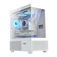 Boîtier PC Micro-ATX Fast Detach TG Glass avec flux d'air optimal, châssis de bureau Mid-Tower avec trous de ventilation inférieurs en acier
