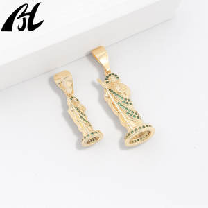 Medalhas de Nossa Senhora de Guadalupe e São C-821, C-806 com Zircônia Cúbica Verde Esmeralda e Transparente, Joias da Fé Católica - Product Image 3