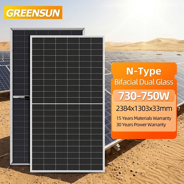 2026 Hot Selling Greensun Bifacial 740w Topcon Solar Panel in Stock