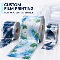 Service d'impression numérique personnalisée de films plastiques à faible MOQ pour aliments surgelés, rouleaux laminés BOPP VMPET PE avec logo personnalisé