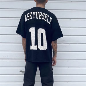 Suéter de punto informal para hombre, 100 % algodón, con logotipo personalizado, manga corta, jersey de fútbol, secado rápido, transpirable - Product Image 4