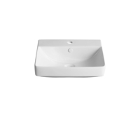 Lavabo carré de qualité pour salle de bain moderne 2050, à poser sur un meuble, en céramique blanche