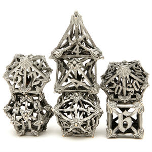 ชุดลูกเต๋าโลหะ DND 7ชิ้น D20ลูกเต๋ากลวงออกเหมาะสำหรับ D & D Dragon และ Dungeon RPG DICE g - Product Image 6