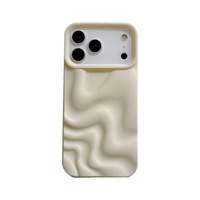 Étui de téléphone portable en cuir véritable de haute qualité, anti-empreintes digitales, résistant aux chocs, style Ins, avec support de téléphone intégré, effet vague d'eau 3D mat