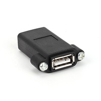 USB 2.0 versi Plug adaptor perempuan berlapis nikel hitam dengan sekrup instal suku cadang telekomunikasi
