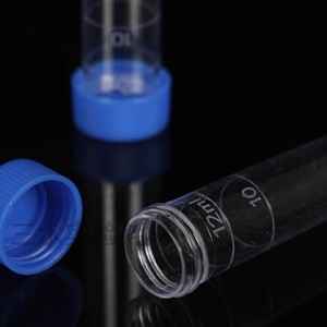 Tubes à essai de 12 ml avec bouchon bleu pour analyse d'urine et examen de routine, récipient à échantillons en plastique jetable - Product Image 3