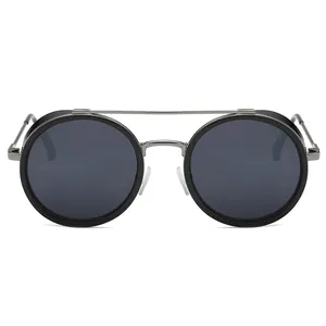 Fashion retro double beam round frame sunglasses men and women the same type of metal sunglasses cross-border wholesale