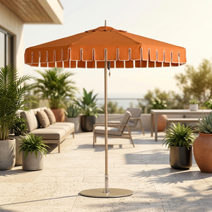 Parasol de jardin et de <span class=keywords><strong>piscine</strong></span> rétro vintage, grand format, robuste, en aluminium orange, avec bord festonné, <span class=keywords><strong>pour</strong></span> marché et café - Product Image 5