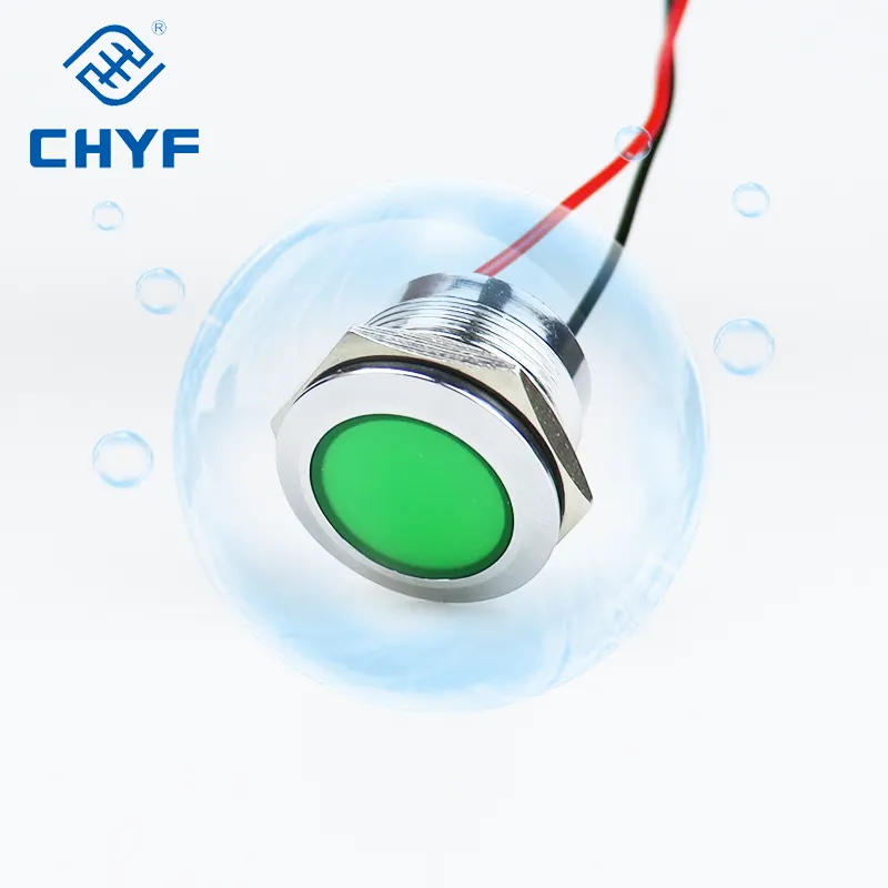 CHYF lampu indikator LED tahan air, lampu kepala cekung 6mm 12 v-24 VDC, cangkang Logam indikator sinyal Pilot