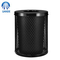 Poubelle extérieure en acier perforé avec couvercle plat, 36 gallons, design moderne, résistante à l'eau, durable, pour mobilier, écoles, parcs, hôtels