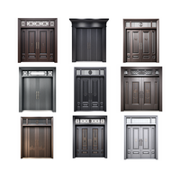 Porte d'entrée double en acier de luxe moderne avec décorations traditionnelles chinoises à motifs de fortune pour villa