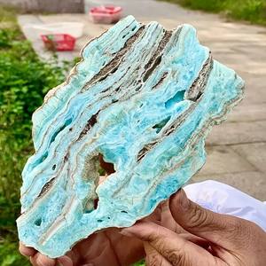 คริสตัลจิตวิญญาณคุณภาพสูงขายส่ง หินดิบแบบแผ่น หินบำบัด พลอยธรรมชาติ เฮมิมอร์ไฟต์สีฟ้าสำหรับตกแต่ง - Product Image 4