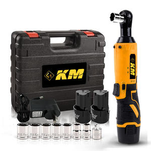 ประแจวงล้อไฟฟ้าแบบชาร์จได้ Km ขนาด 3/8 นิ้ว แบตเตอรี่ลิเธียม เครื่องมือไฟฟ้ามุมฉาก พร้อมอุปกรณ์เสริมสำหรับงาน DIY - Product Image 1