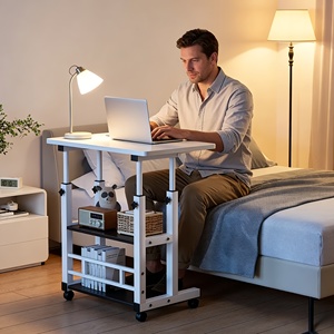 <span class=keywords><strong>Scrivania</strong></span> Pieghevole Multifunzionale con Ruote, Altezza Regolabile, Ripiano Portaoggetti, per Camera da Letto, Soggiorno, Ufficio, Studio, Modello Z-12 - Product Image 1