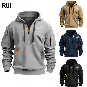Sudadera Deportiva RUIQUWIN para Hombre, de Alta Calidad, con Cierre de Cremallera de un Cuarto, Bordada, Lisa, Otoñal, Ecológica, de Secado Rápido y Transpirable - Product Image 1