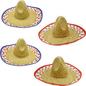 Sombrero de Paja Tejido a Mano Estilo Mexicano al por Mayor, Sombrero de Sol Personalizado de Fibra de Bambú Natural, Suministros para Fiesta, Carnaval, Fotomatón, Ala Flexible - Product Image 1