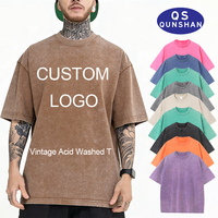 T-shirt vintage délavé à l'acide, t-shirt surdimensionné pour homme, logo personnalisé, 100% coton, impression DTG DTF, t-shirts vierges pour homme