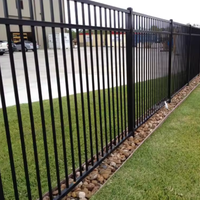 Puerta de acero de valla superior plana para panel de valla de seguridad ornamental de jardín
