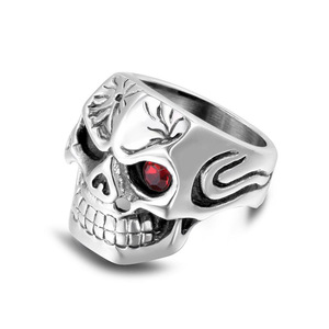 Red Eyed Skull <b>Titanium</b> Steel <b>Ring</b> Men's Party Jewelry SA898 - Product Image 1