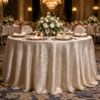 Nappe ronde jacquard à feuilles scintillantes haut de gamme, nappe de luxe pour mariage, banquet d'hôtel, fête d'anniversaire, vente en gros