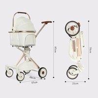Poussette pour petit chien à 4 roues, légère et pliable pour chat avec sac de rangement