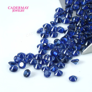 Cadermay Royal Blue Synthetic Sapphire Loose Stones Round Brilliant Cut 0.8mm-3mm For Jewelry Making - Product Image 1