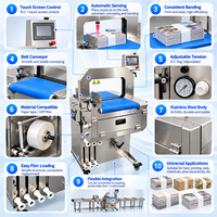 Machine de cerclage automatique pour gâteaux, pains et aliments, avec convoyeur à bande, connectée à une imprimante de date et d'informations en ligne