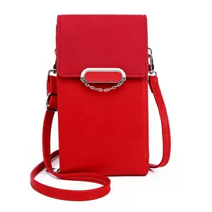 Rode Crossbody Telefoon Tassen Vrouwen Kleine Pu Lederen Portemonnee Portemonnee