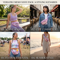 Sac banane personnalisé en nylon respirant pour la plage, motif fruits, forme boîte, pochette bandoulière pastel avec fermeture éclair violette