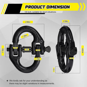 Conector <span class=keywords><strong>de</strong></span> Cadena <span class=keywords><strong>de</strong></span> Seguridad AMBITION <span class=keywords><strong>de</strong></span> Alta Calidad y Bajo <span class=keywords><strong>Precio</strong></span>, Eslabón <span class=keywords><strong>de</strong></span> Enganche <span class=keywords><strong>de</strong></span> Remolque <span class=keywords><strong>de</strong></span> 1/2 Pulgada, Acoplamiento Hammerlock, Paquete <span class=keywords><strong>de</strong></span> 2 - Product Image 3