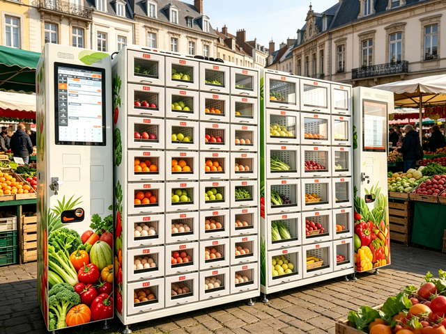 Smart Locker Style Refrigerated Vending Machine LCD Display 4G LTE Remote Monitoring for Fresh Fruits Vegetables 24/7 Unattended