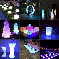 Table et tabouret de fête en plein air, plusieurs modes de couleur avec télécommande, tables de cocktail LED rondes et carrées rechargeables