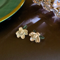 Boucles d'oreilles pendantes géométriques en alliage vert, grandes créoles en forme de fleur émaillées pour femme – Offre Spéciale