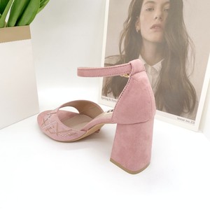 Nuovi Sandali da Donna con Tacco e Punta Tonda, Superficie in Camoscio e Decorazione in Strass, Scarpe Versatili da Donna con Tacco Alto per il Pendolarismo - Product Image 6